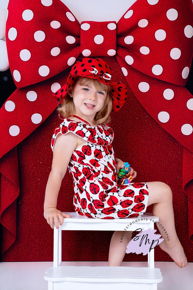 Arco de globos con lazo rojo diseñado por Ashley Paul