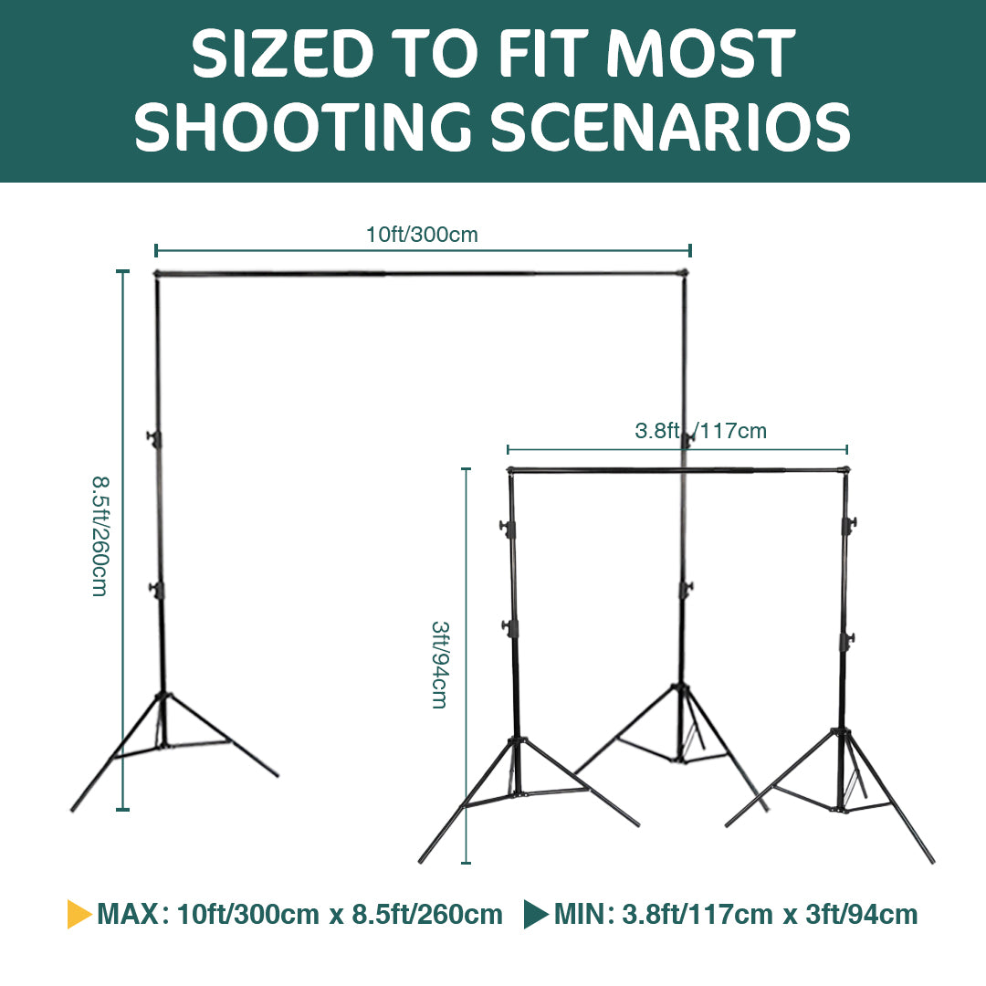 Apparatuur 8.5*10ft&10x10ft Zwarte Aluminium Foto Achtergrondstandaard (3cm Dik)