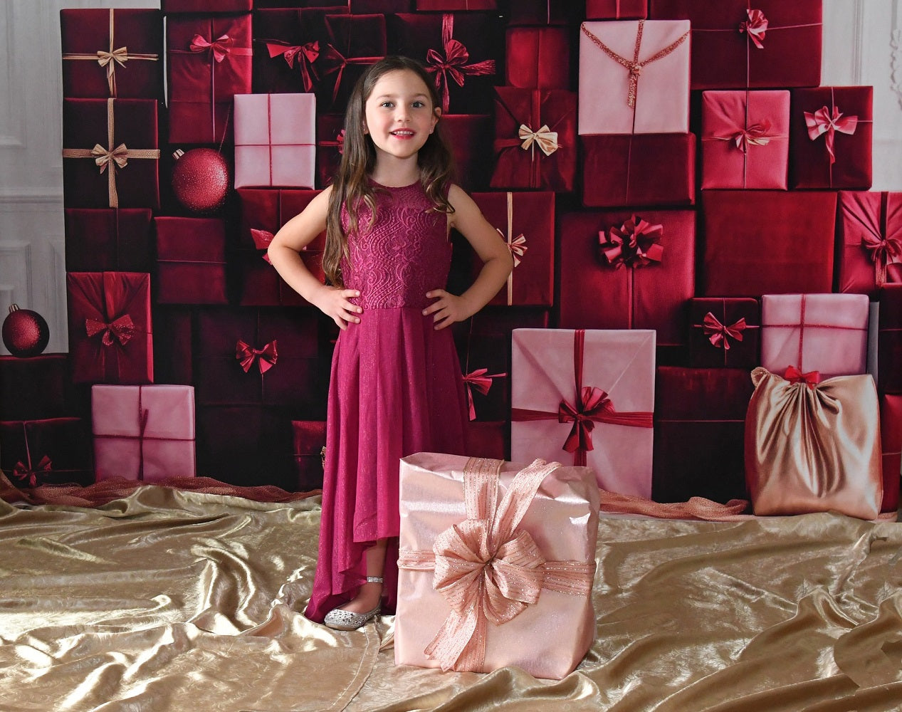 Kate Christmas Gift Boxes Wall Backdrop Designed by Patty Roberts