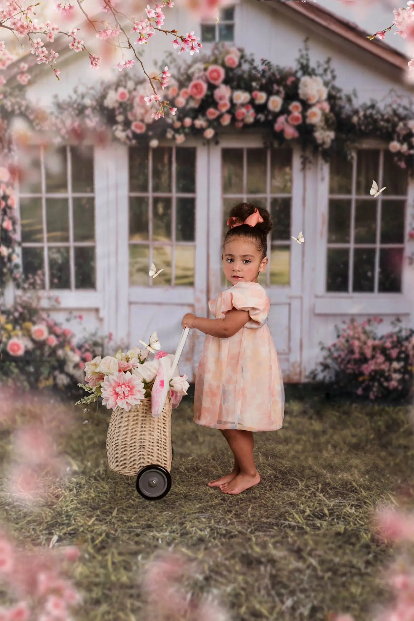 Kate Spring Flower House Rustic Garden Printed Backdrop Designed by Emetselch