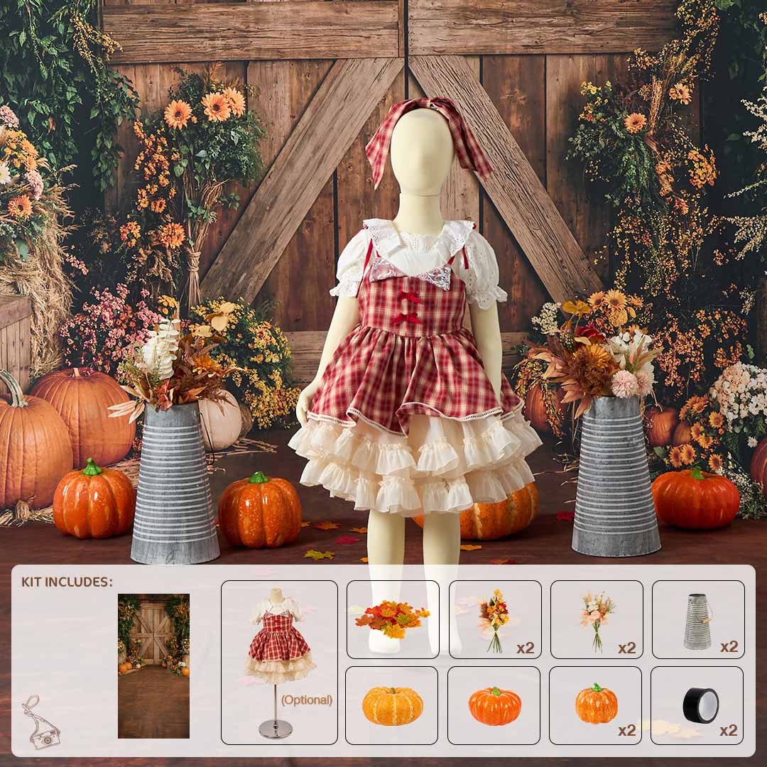 RTS Kate Fall Barn Door Pumpkin Photo Kit Photography Backdrops&Props Themed Bundle