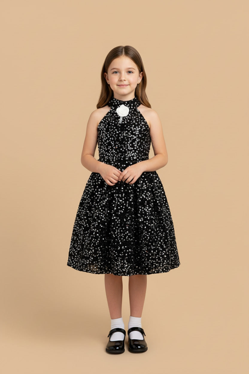 Kate Black Star Sequin Children's Dress, 5Y