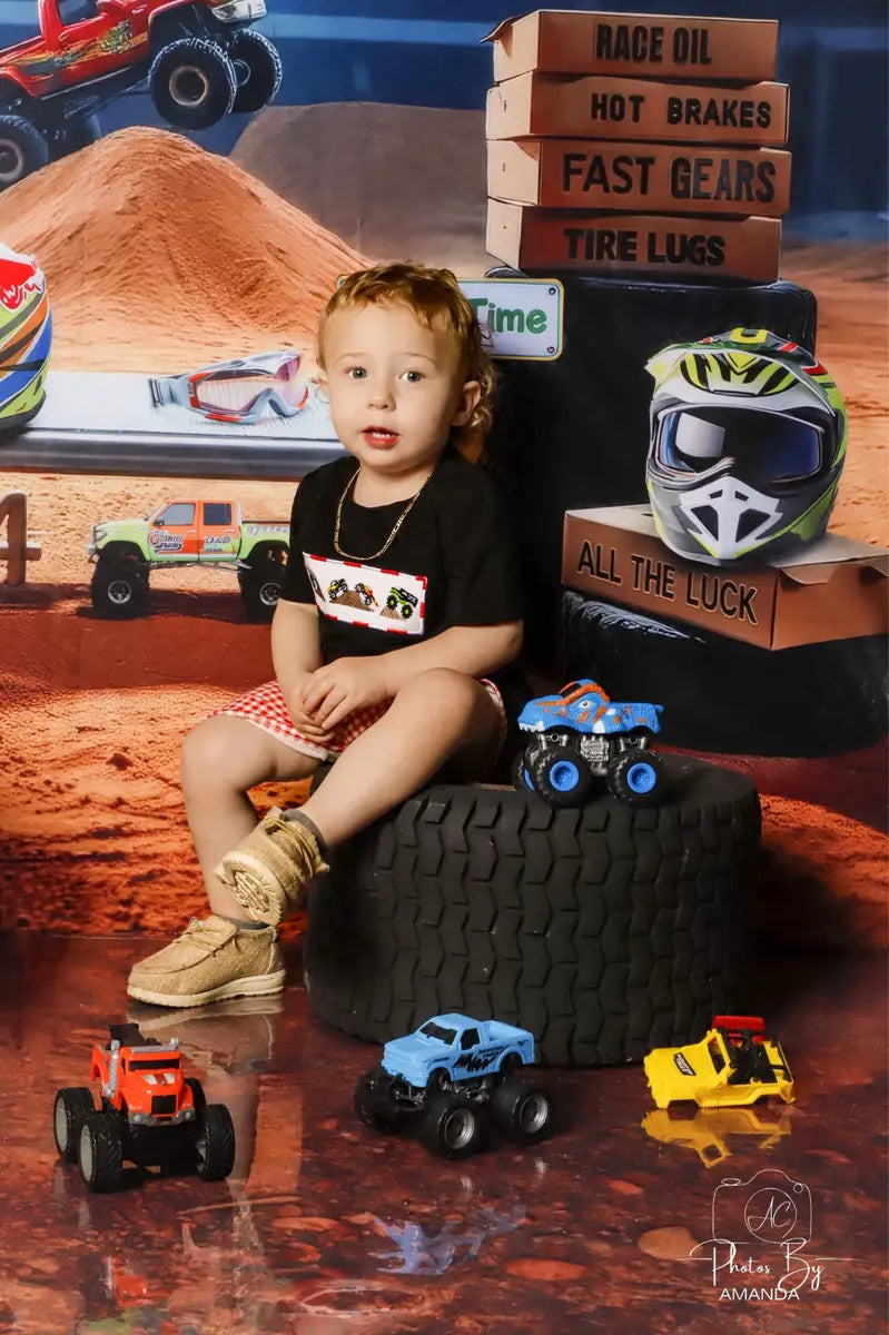 Kate Sports Racing Car Helmet Backdrop Designed by Laura Bybee