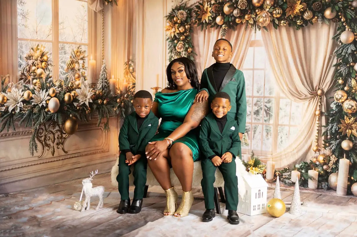 Ventana con arco vintage de Navidad en blanco - Set de habitación