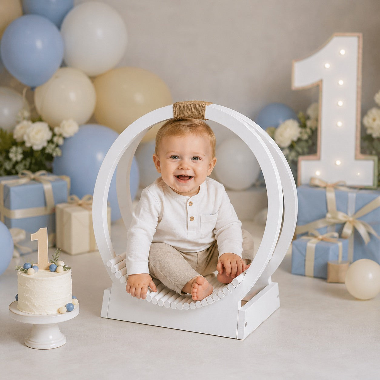Kate 'Aura' White Wooden Hoop Posing Nest | Newborn & Sitter Photo Prop