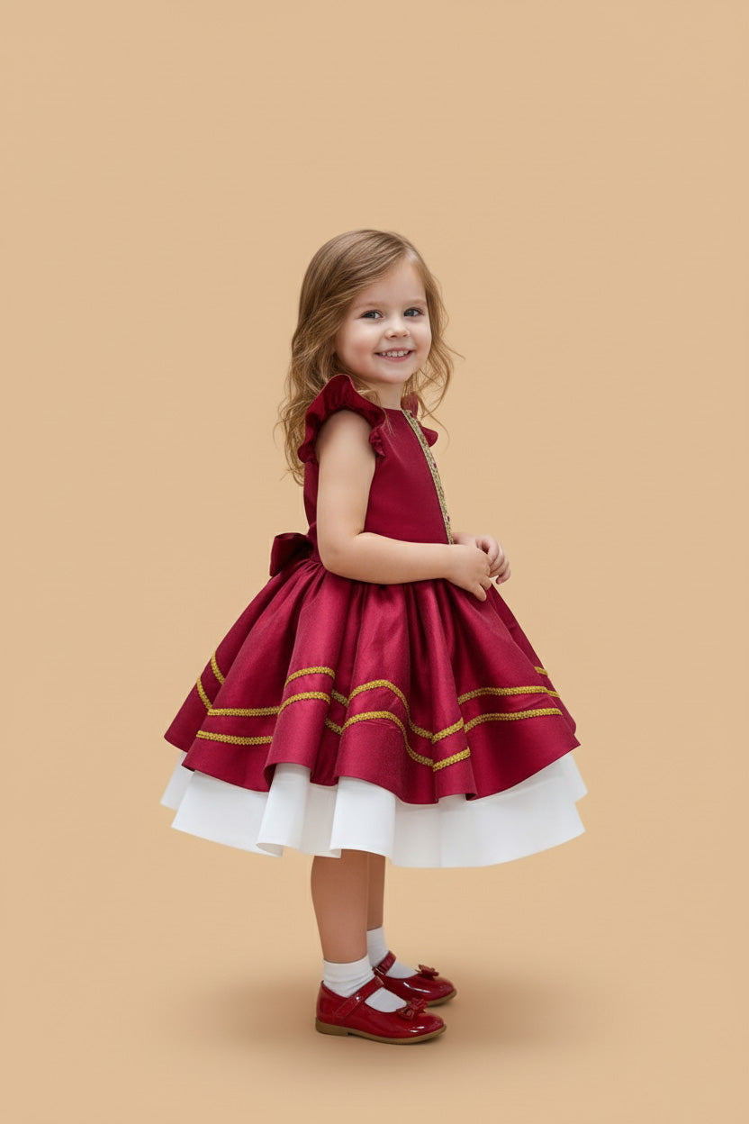 Abito a strati rosa e viola sfumato per bambini per fotografia