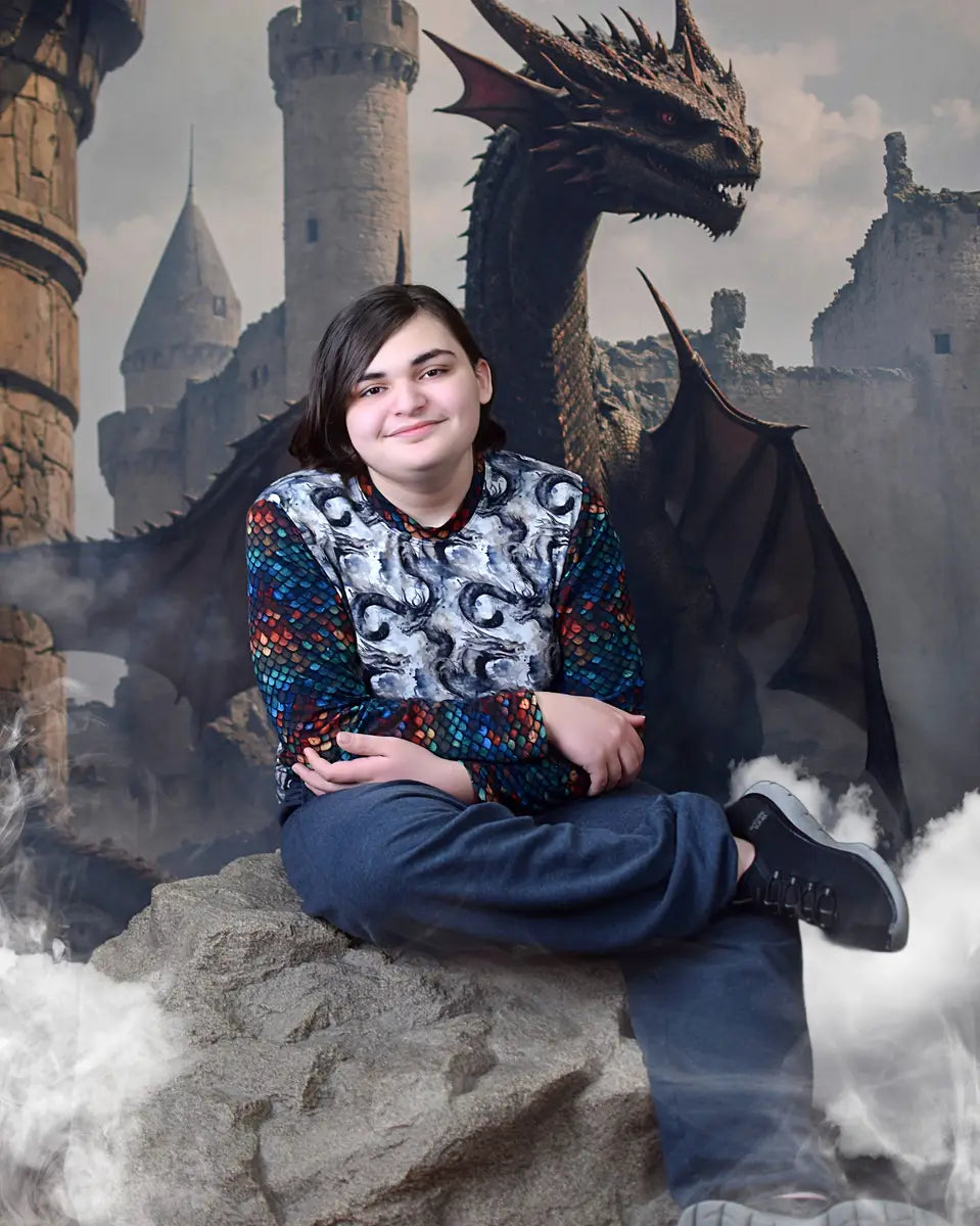 Fantasy Draak Middeleeuwse Kasteel Foto Achtergrond Designed by Emetselch