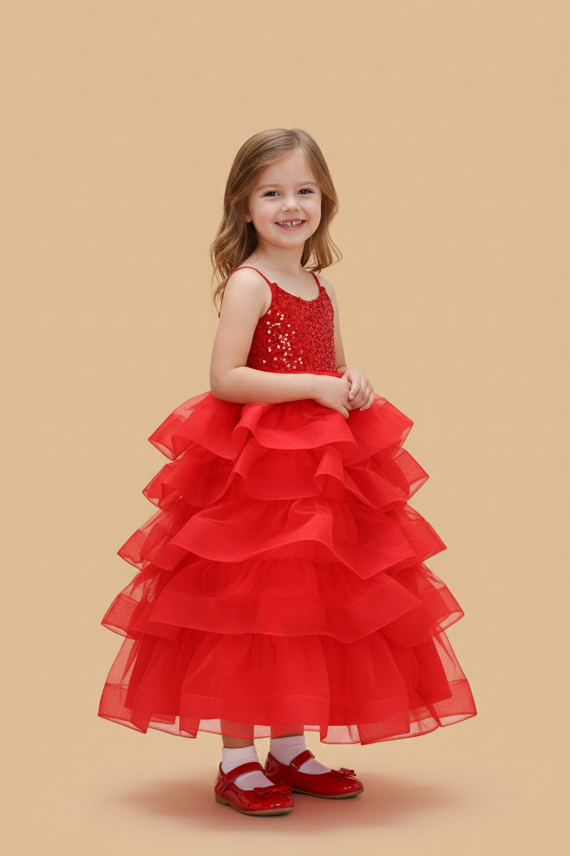 Gradient Roze en Paars Gerimpeld Kinderjurkje voor Fotografie