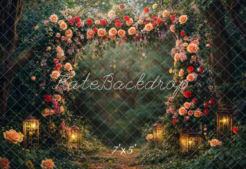 Valentine Flower Arch Lantern Forest Foto Achtergrond Designed by Emetselch