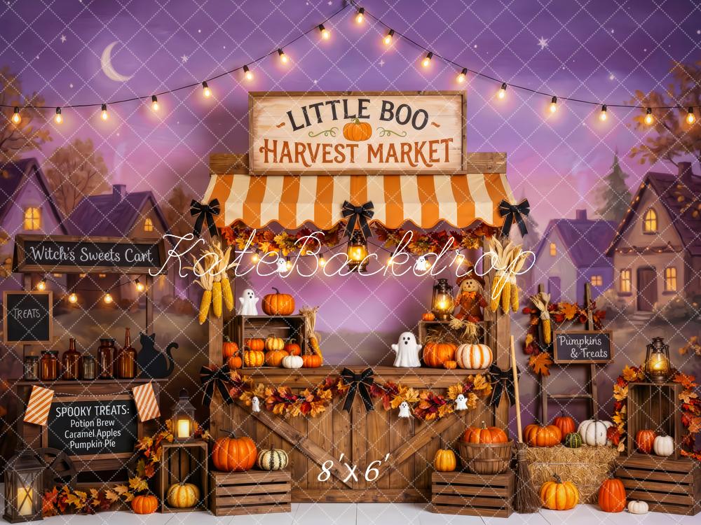 Kate Halloween Harvest Market Pumpkin Stand Ghost Printed Backdrop Designed by Patty Roberts