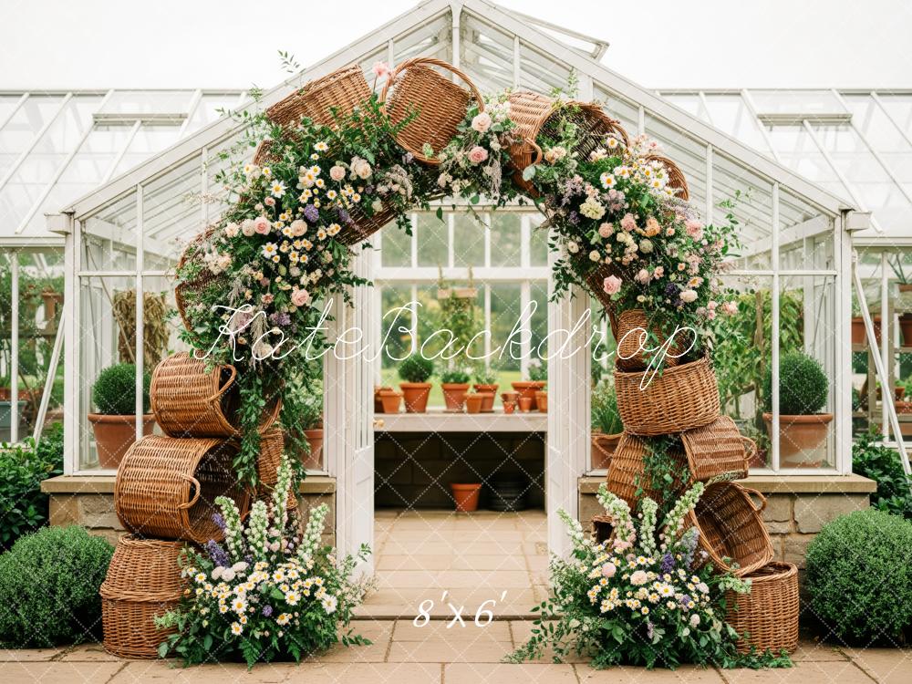 Kate Spring Flower Arch Wicker Baskets Greenhouse Backdrop Designed by Patty Roberts