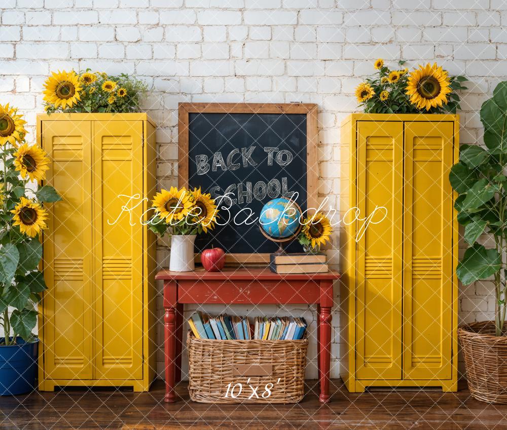 Kate Back to School Lockers Sunflower Chalkboard Backdrop Designed by Emetselch