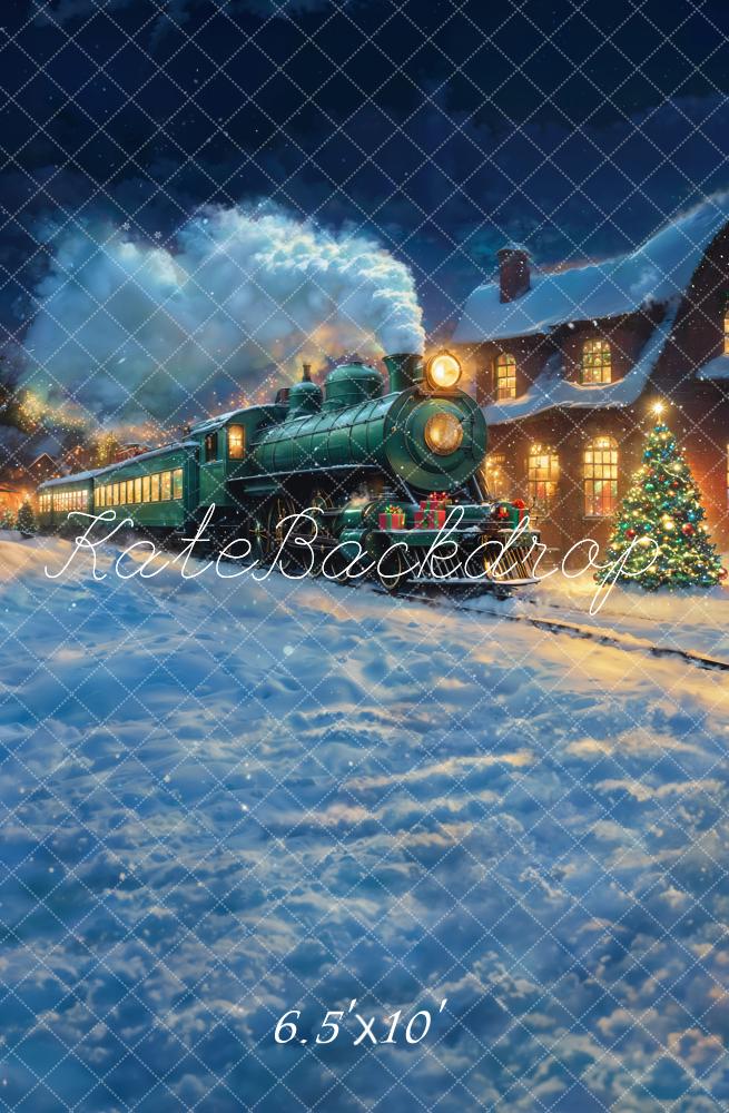Fondo de Invierno Nieve Tren Polar Navidad Diseñado por Emetselch