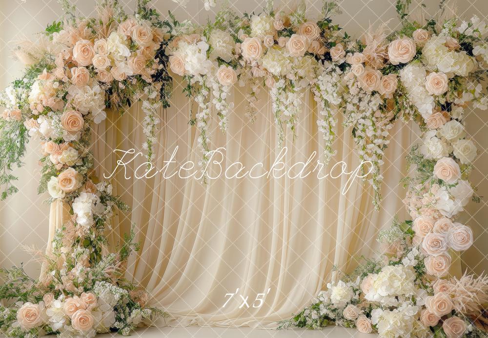 Kate Romantic Flower Arch Curtains Cream Backdrop Designed by Mini MakeBelieve