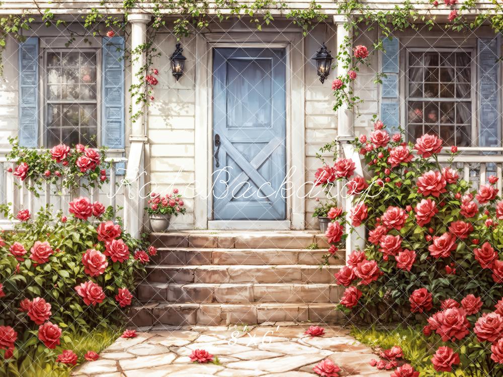 Spring Painting Floral Porch Foto Achtergrond Designed by Emetselch
