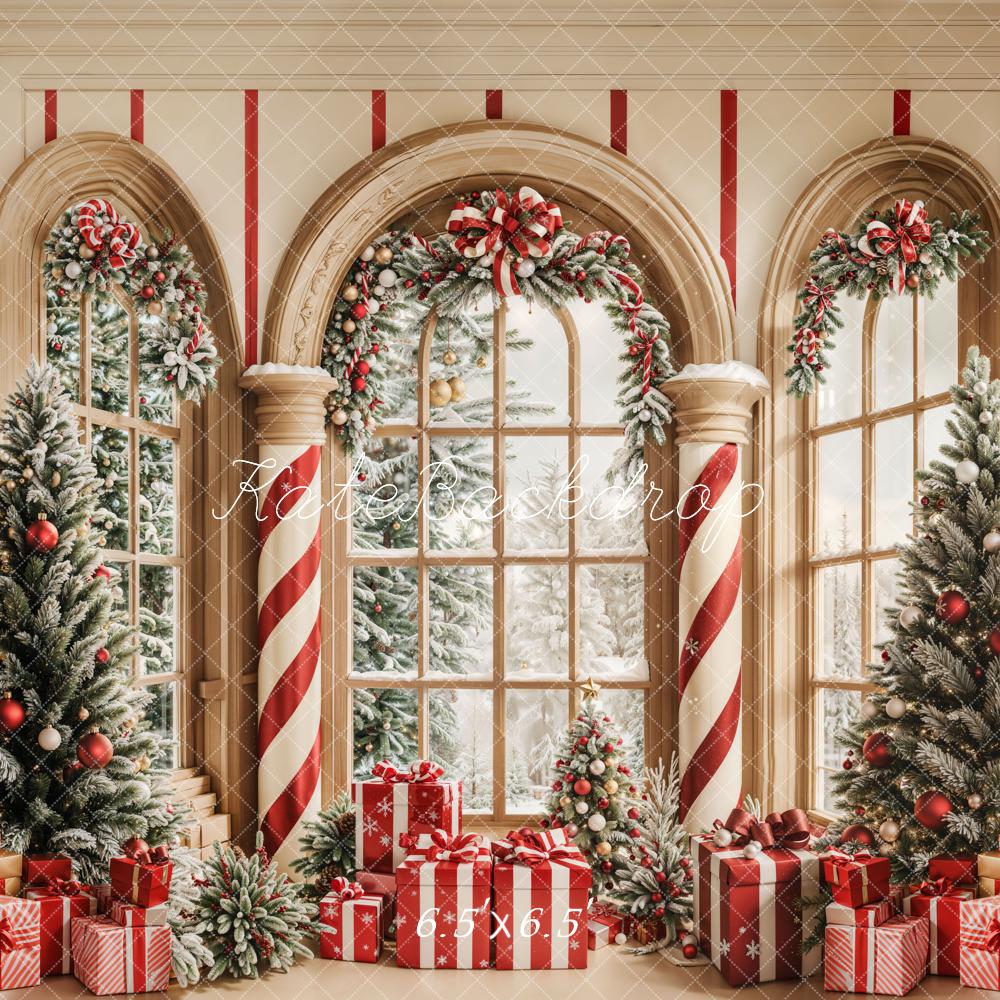 Kerstboom Arched Window Foto Achtergrond Designed by Emetselch