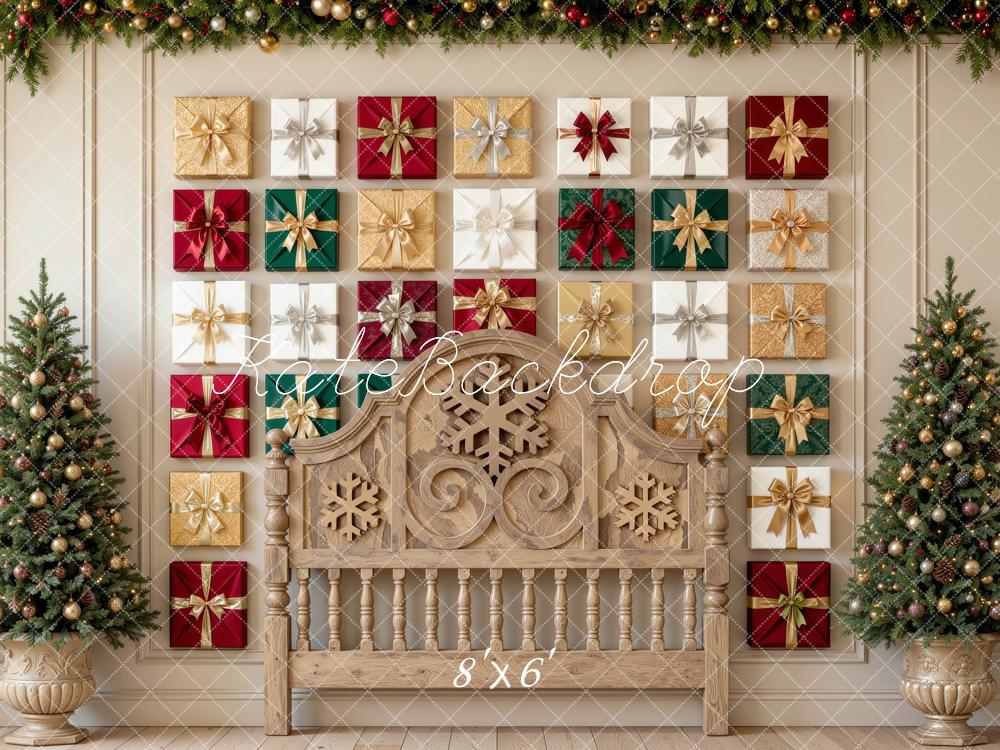 Kate Christmas Headboard Gift Wall Pine Trees Printed Backdrop Designed by Mini MakeBelieve