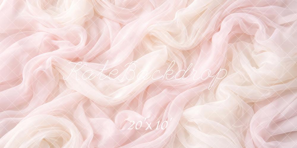 Kate Newborn Pink Ivory Sheer Draped Fabric Printed Backdrop Designed by Megan Leigh Photography