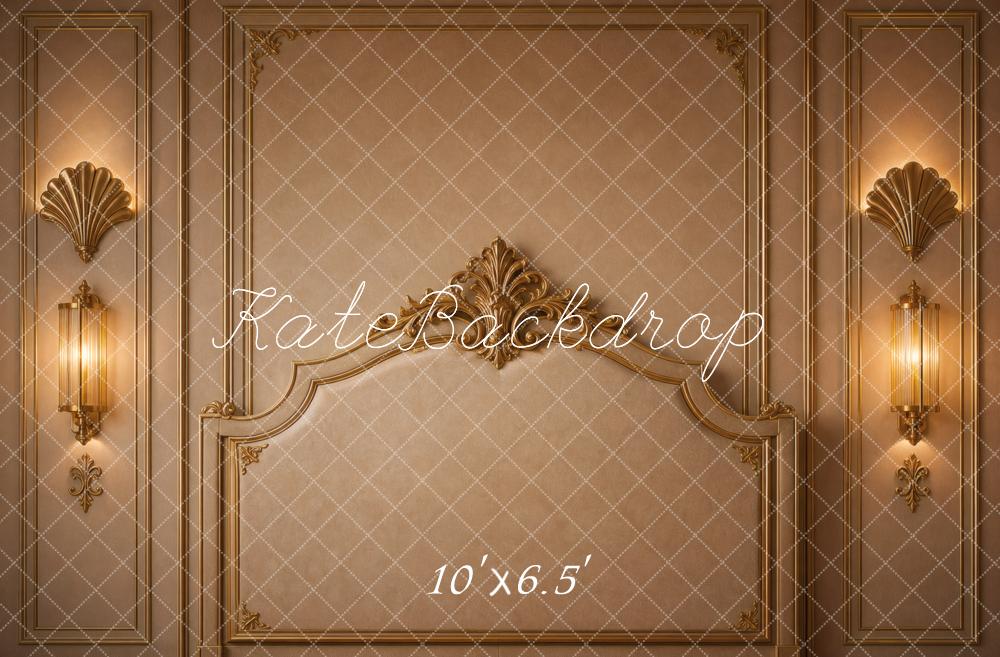 Kate Headboard Gold Ornate Vintage Wall Panel Printed Backdrop Designed by Vertigo Productions