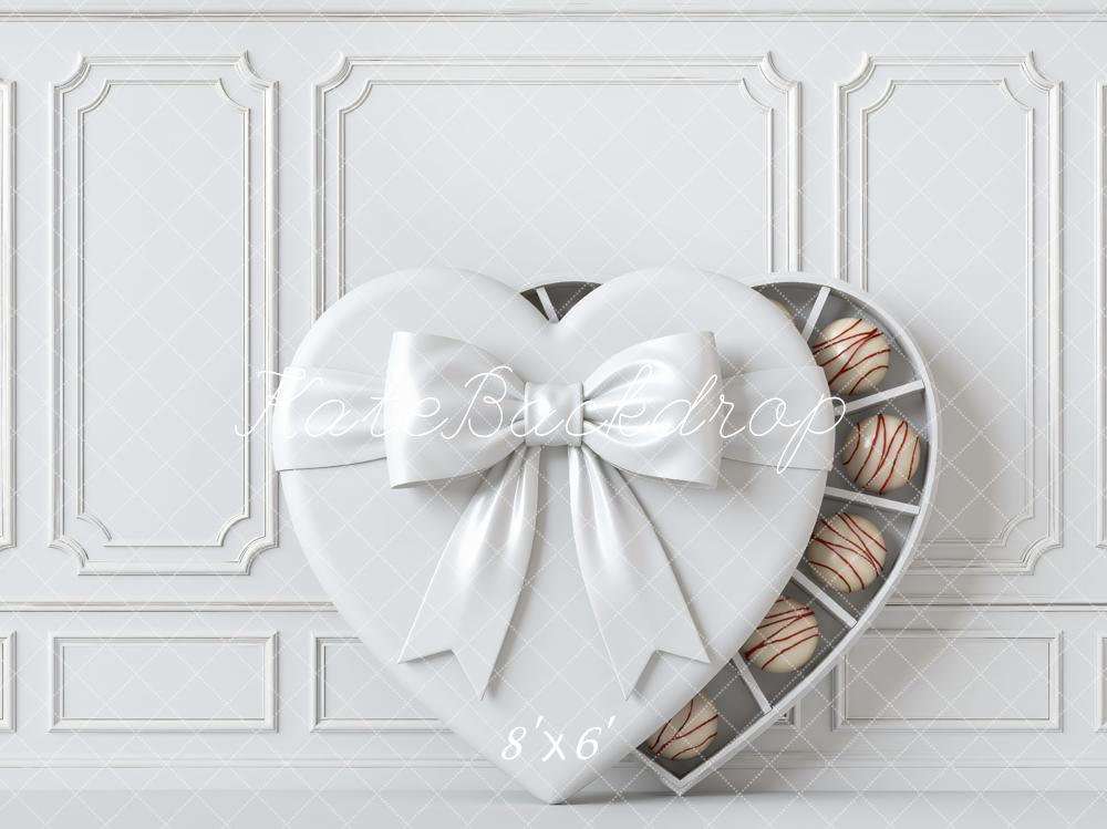 Kate Valentine's Day White Heart Chocolate Box Panel Wall Backdrop Designed by Mini MakeBelieve