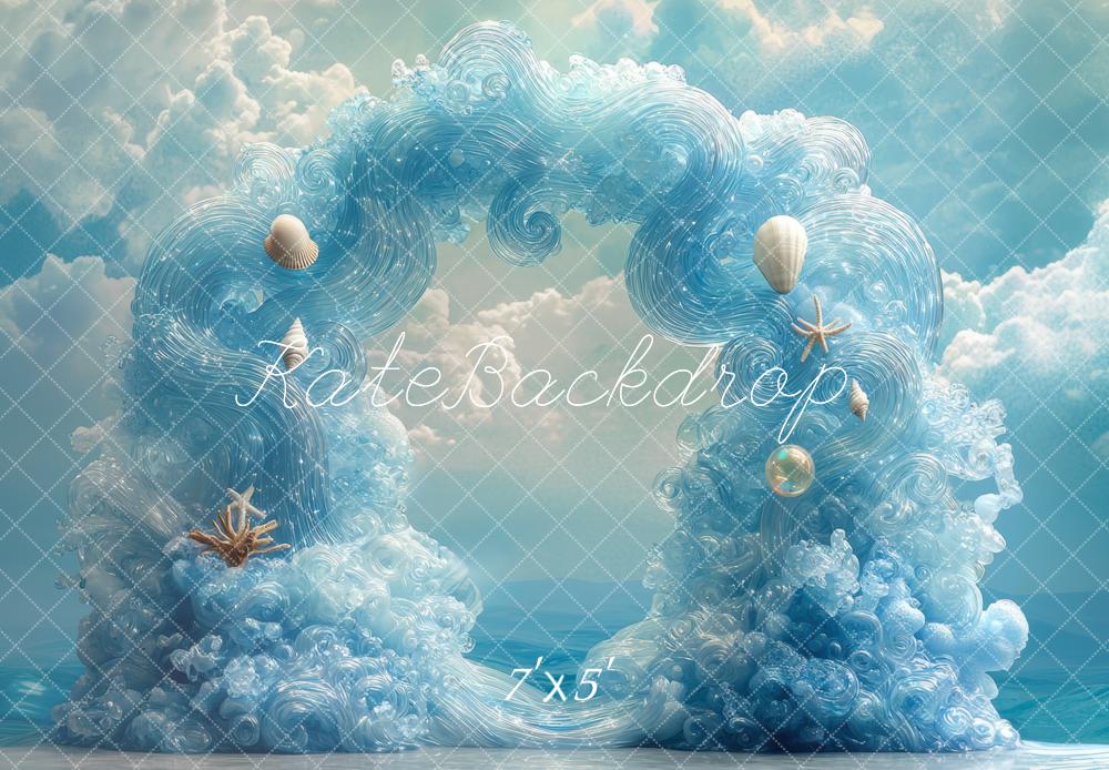 Fantasy Sirena Onde Arco Oceano Conchiglia Sfondo Designed by Mini MakeBelieve