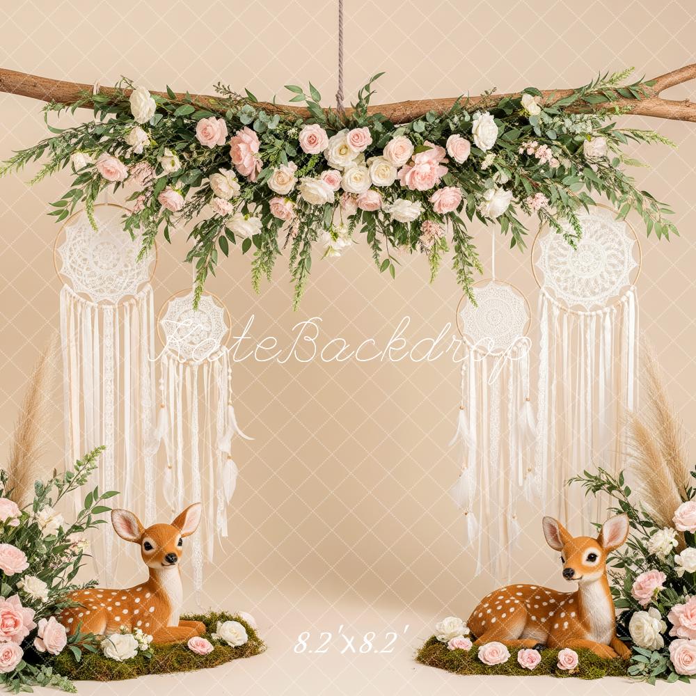 Kate Mother's Day Boho Flower Arch Deer Floral Dreamcatcher Backdrop Designed by Patty Roberts