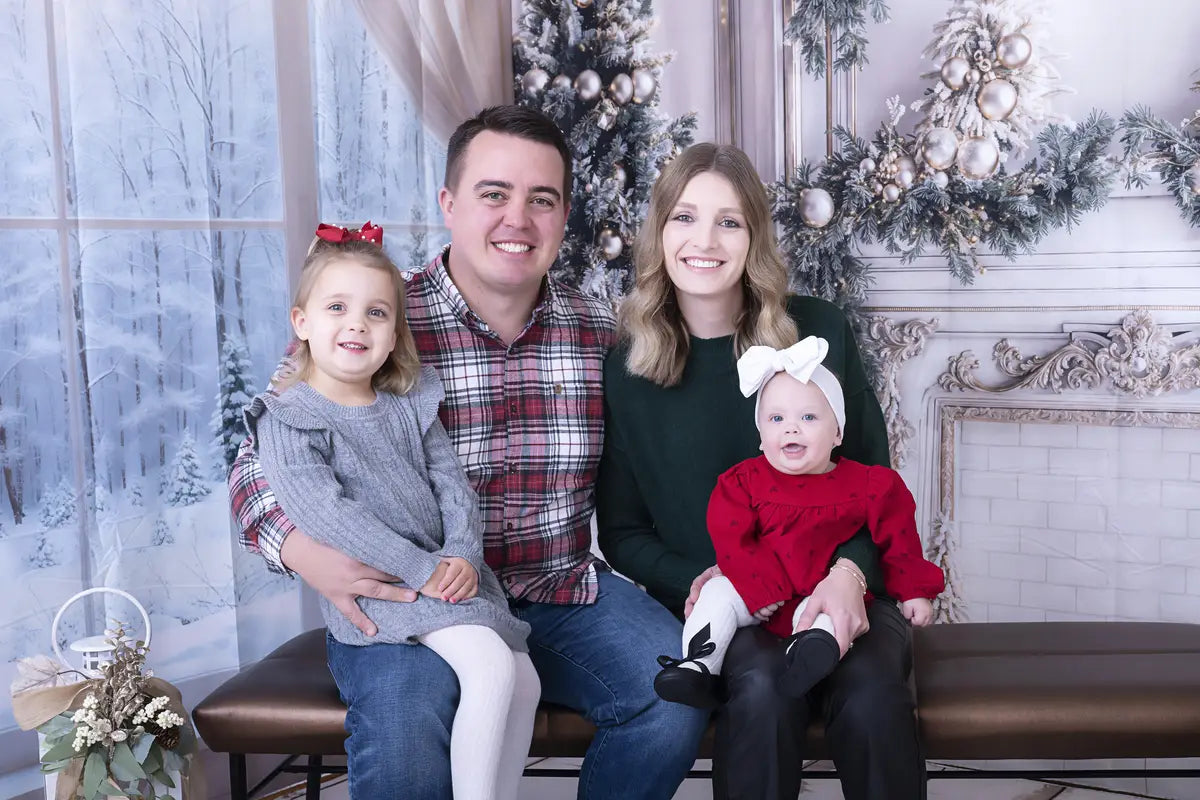 Kate Christmas White Window Wreath Backdrop Designed by Emetselch