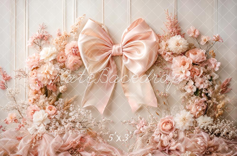 Kate Floral Arch Pink Big Bow Backdrop Designed by Emetselch