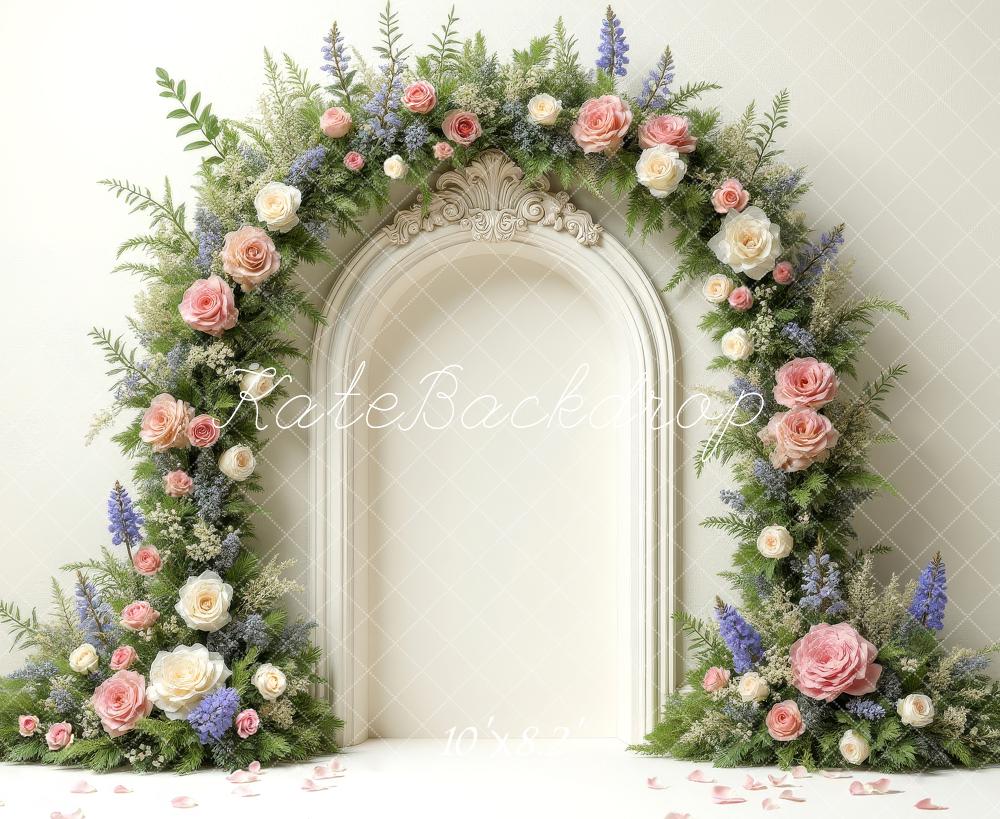 Kate Romantic Spring Flower Arch Ornate Vintage Printed Backdrop Designed by Laura Bybee