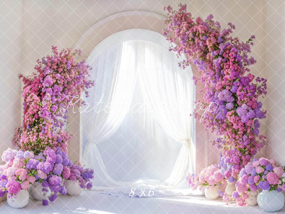 Minimalist Arch Curtain Flower Arch Pink Foto Achtergrond Designed by Emetselch