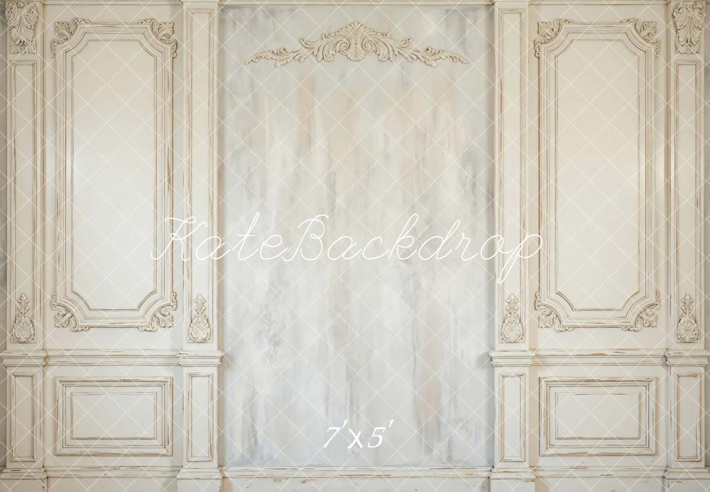 Kate Wedding Cream Ornate Vintage Wall Panel Printed Backdrop Designed by Mini MakeBelieve