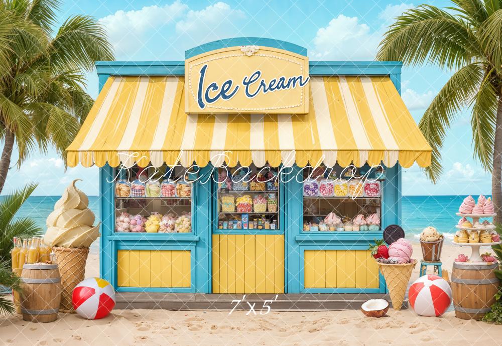 Kate Summer Beach Ice Cream Shop Backdrop Designed by Emetselch