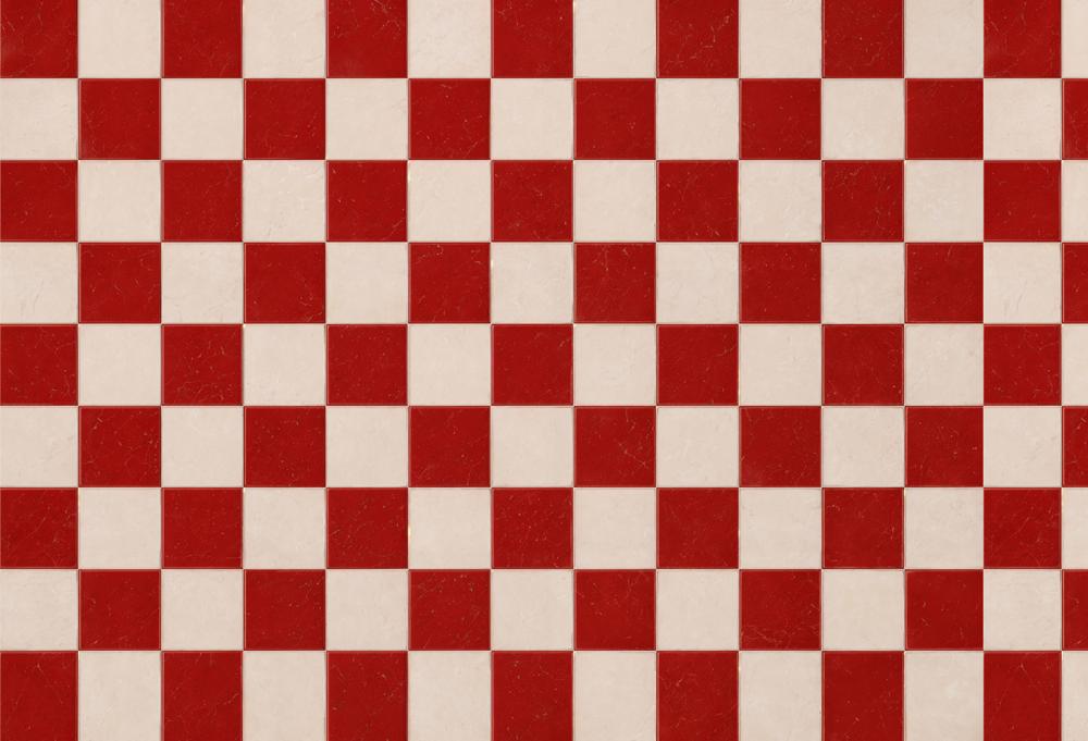 Kate Red White Checkerboard Floor Printed Backdrop Designed by Emetselch
