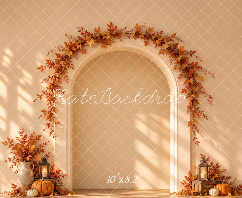 Kate Fall Maple Leaf Arch Dappled Sunlight Printed Backdrop Designed by Emetselch