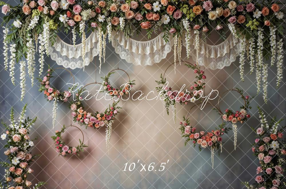Kate Spring Flower Arch Floral Hoop Lace Drapes Backdrop Designed by Mini MakeBelieve