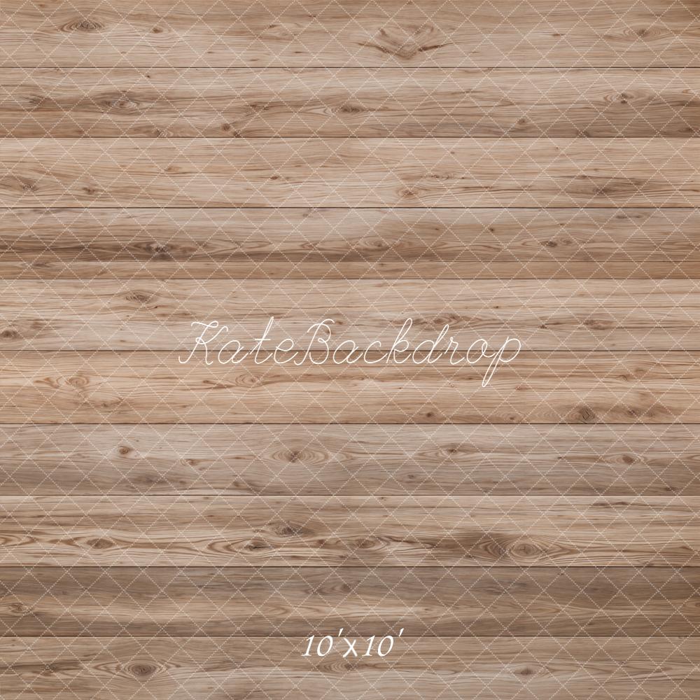 Kate Light Brown Wood Plank Floor Printed Backdrop Designed by Emetselch