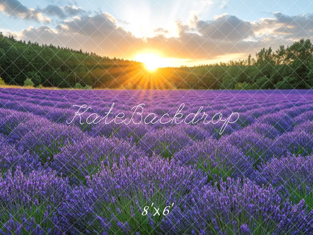 Fondo de Amanecer en el Campo de Lavanda Diseñado por Mini MakeBelieve