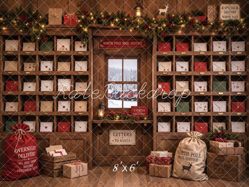 Kate Christmas North Pole Mail Room Letters Garland Printed Backdrop Designed by Emetselch