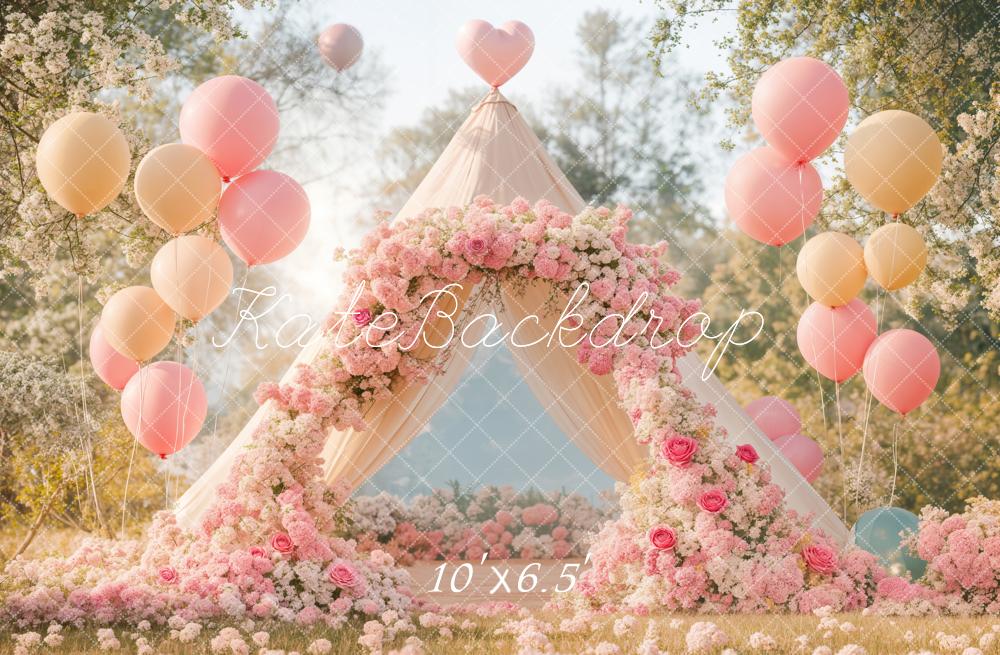 Kate Romantic Flower Arch Balloon Tent Backdrop Designed by Emetselch