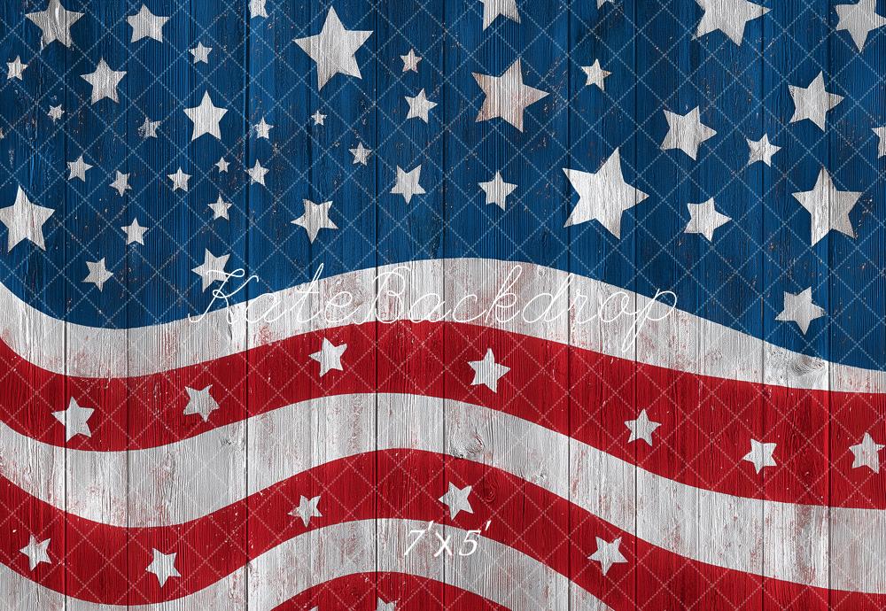 Kate Independence Day Stars Stripes Vintage Wood Backdrop Designed by Angela Miller