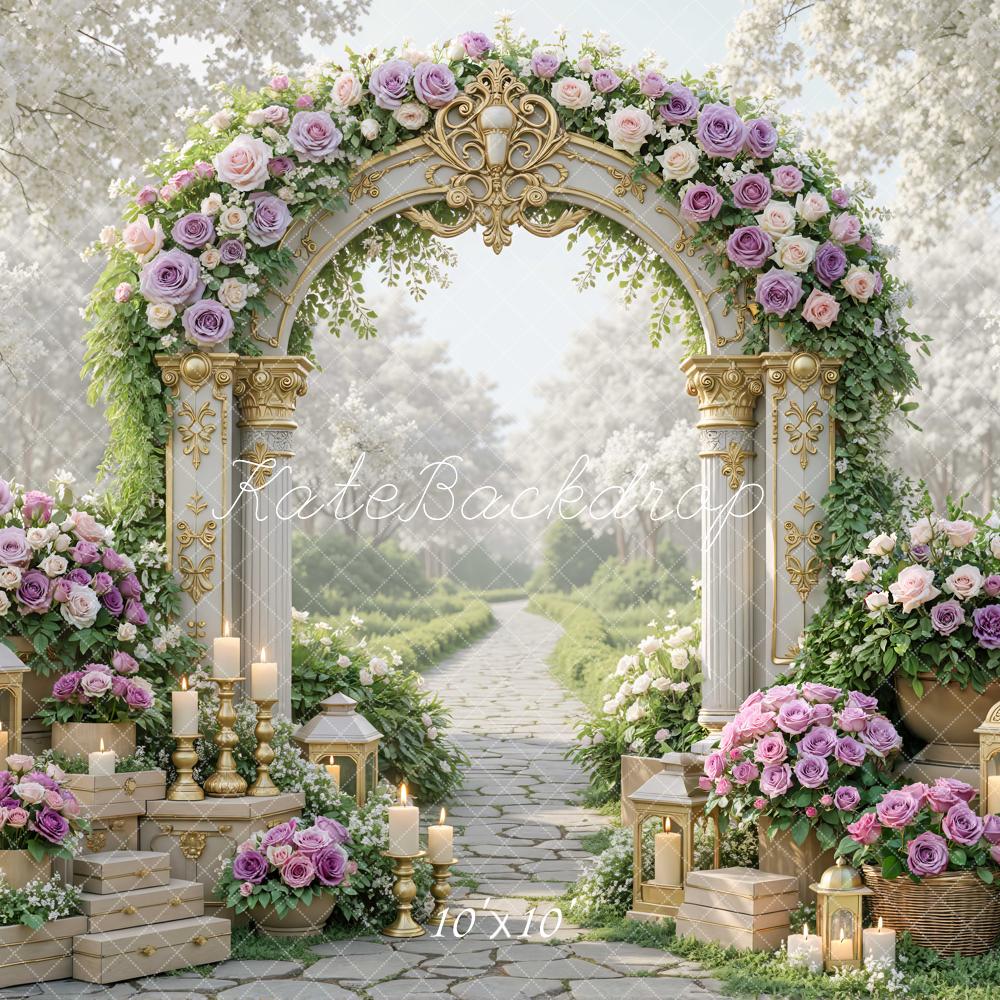 Kate Spring Flower Arch Lanterns Garden Path Backdrop Designed by Mini MakeBelieve