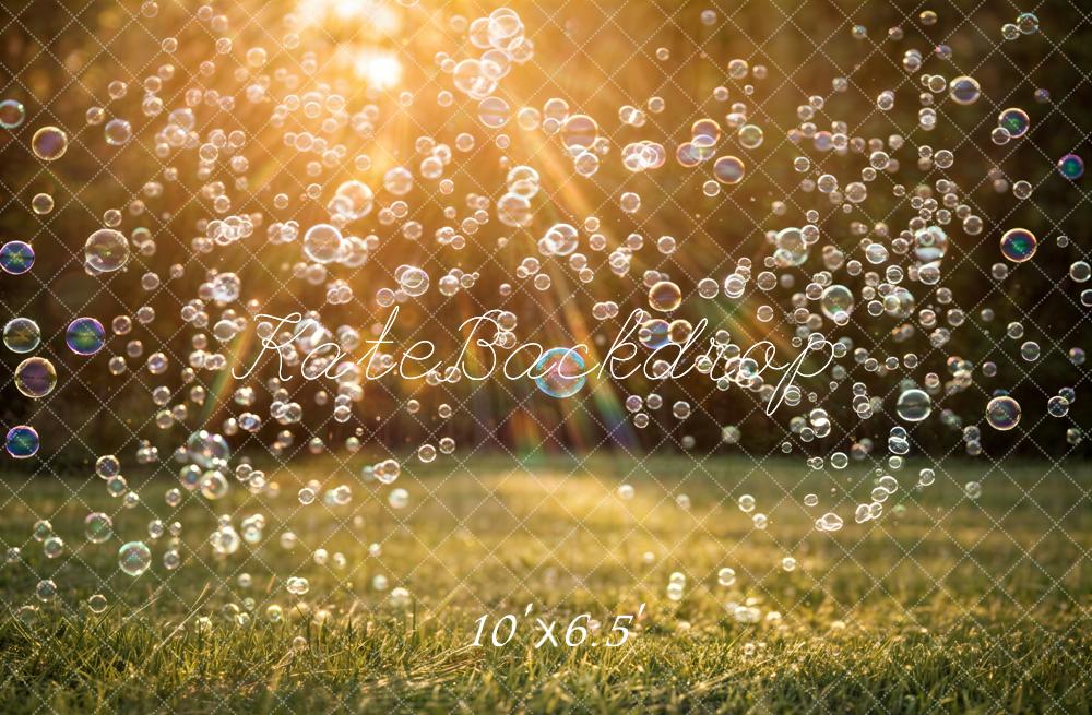 Kate Summer Sunlight Bubbles Grass Printed Backdrop Designed by Emetselch