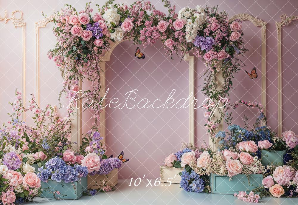 Lente Huwelijk Bloemenboog Roze Foto Achtergrond Designed by Emetselch