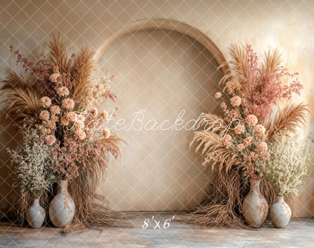 Kate Boho Beige Pampes Foral Arch Backdrop Designed by Emetselch