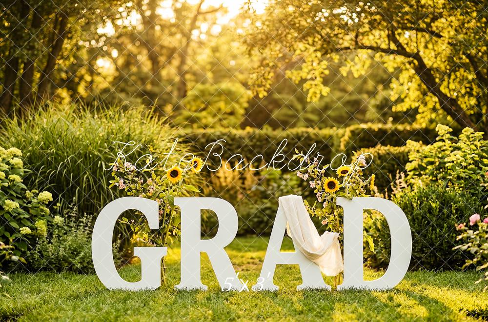 Kate Graduation Garden Sunflower Letters Printed Backdrop Designed by Patty Roberts