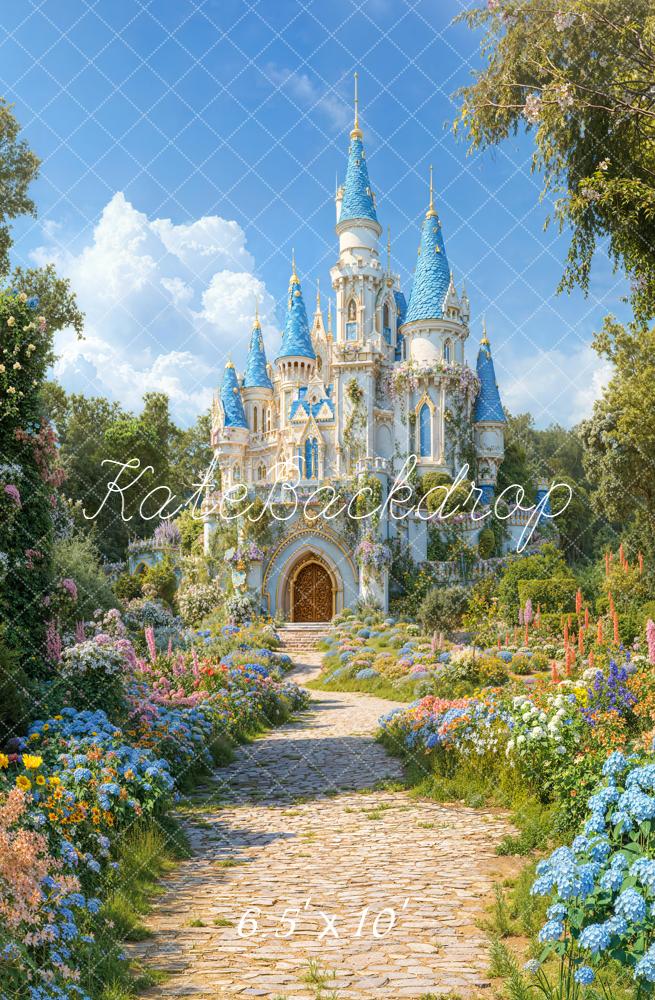 Kate Spring Fairy Castle Garden Cobblestone Path Backdrop Designed by Chain Photography