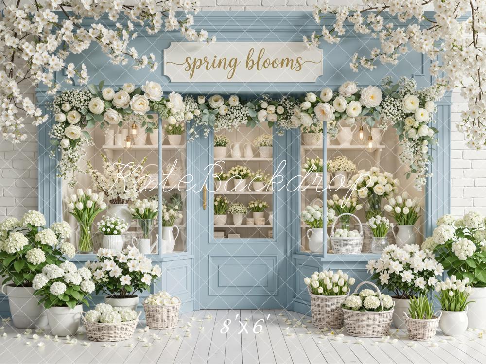 Kate Spring Flower Shop White Blossoms Printed Backdrop Designed by Emetselch