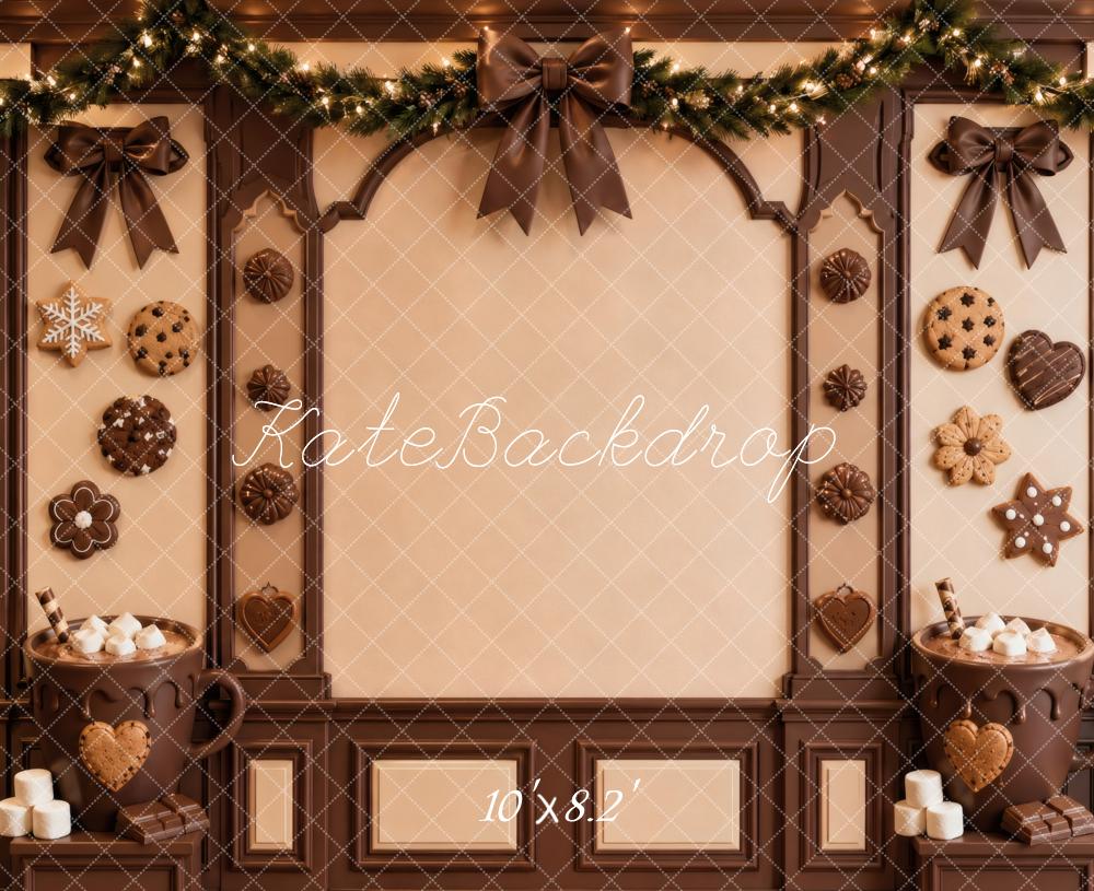 Kate Christmas Cookies Frame Hot Chocolate Garland Bows Printed Backdrop Designed by Vertigo Productions