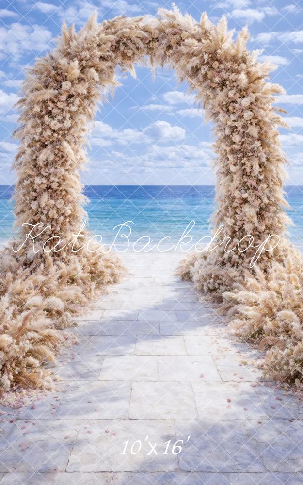 Kate Sweep Flower Arch Ocean Pathway Printed Backdrop Designed by Vertigo Productions