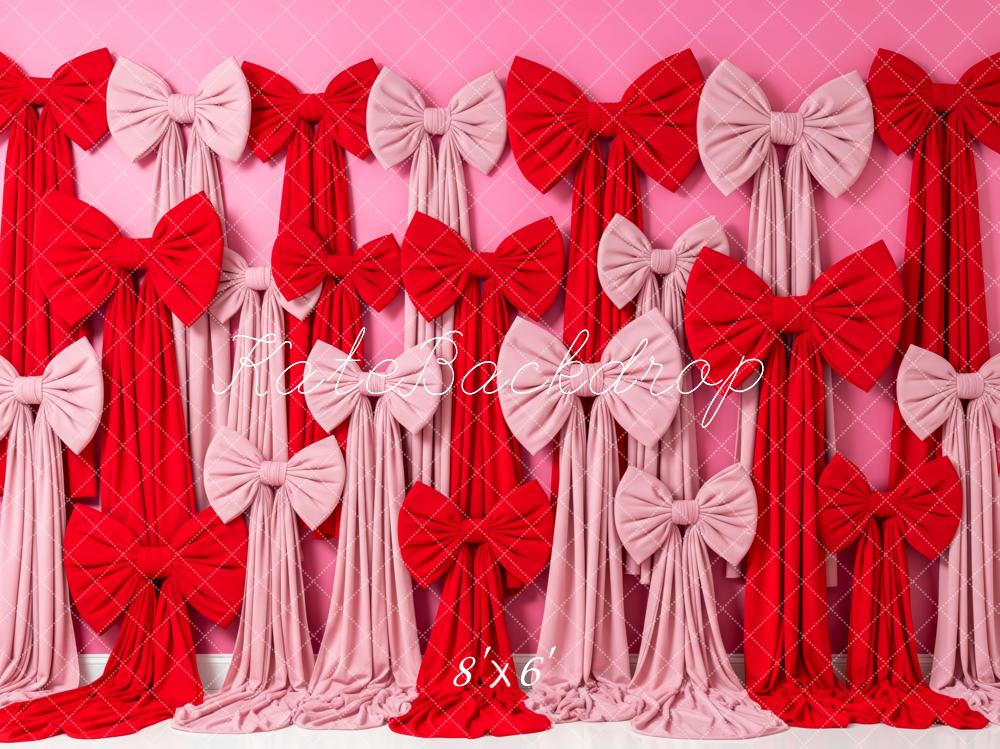 Kate Valentine's Day Pink and Red Bow Drapes Backdrop Designed by Patty Roberts